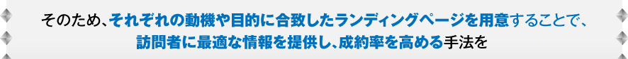 それぞれの動機や目的に合致したランディングページを用意